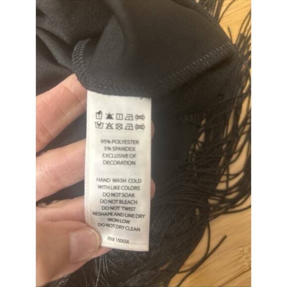 Sincerely Jules Black MIDI Fringe Skirt Free Spirted Glam Effortless Cool Sz M - Picture 8 of 8
